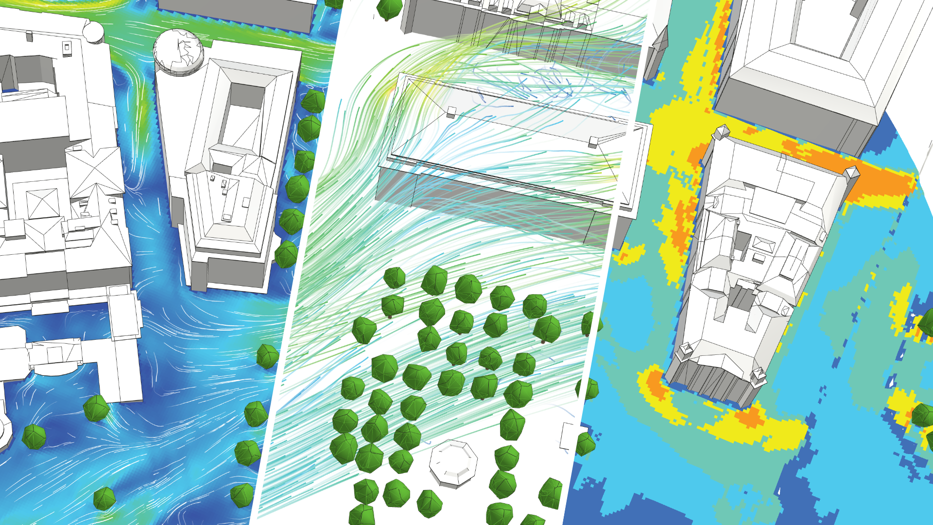 jifto wind analysis of an urban site: pedestrian wind speed, flow streamlines through streets and trees, and pedestrian comfort zones